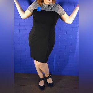 Retro inspired wiggle dress with tweed collar